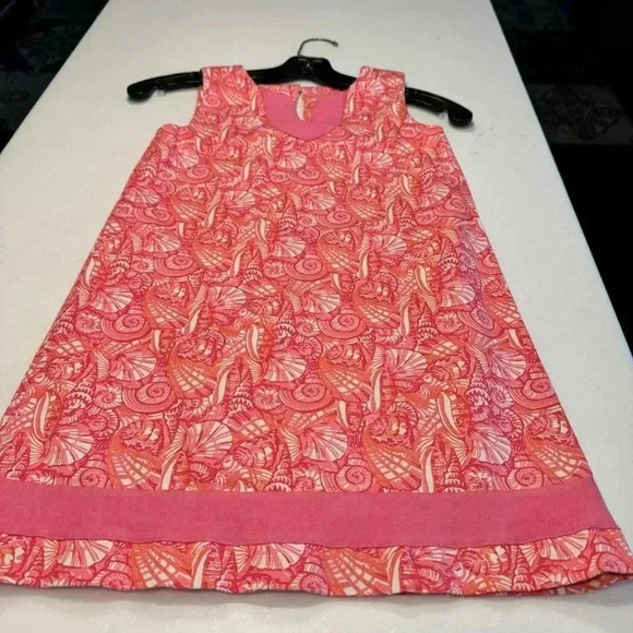 NWOT Girls Vineyard Vines Seashell Print Shift Dress Size 7 Pink Coral - Picture 7 of 9